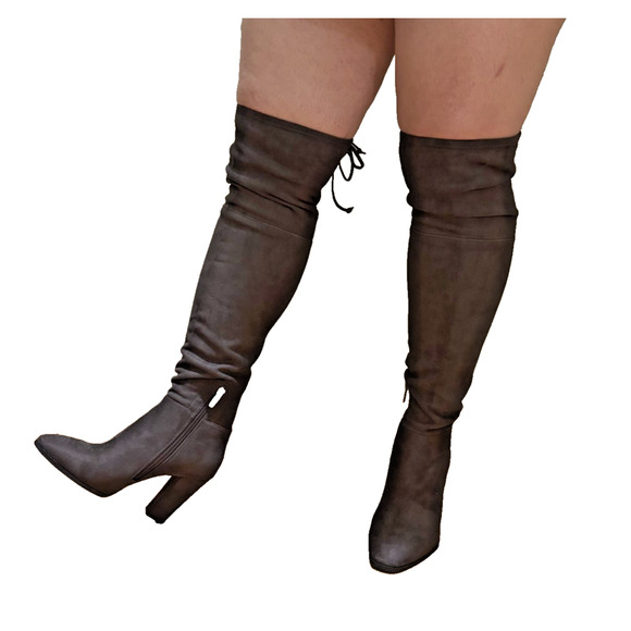 Vince Camuto Boot Madolee Over the Knee Taupe Grey Suede Side Zip US 7.5 M NWOT - Picture 5 of 16